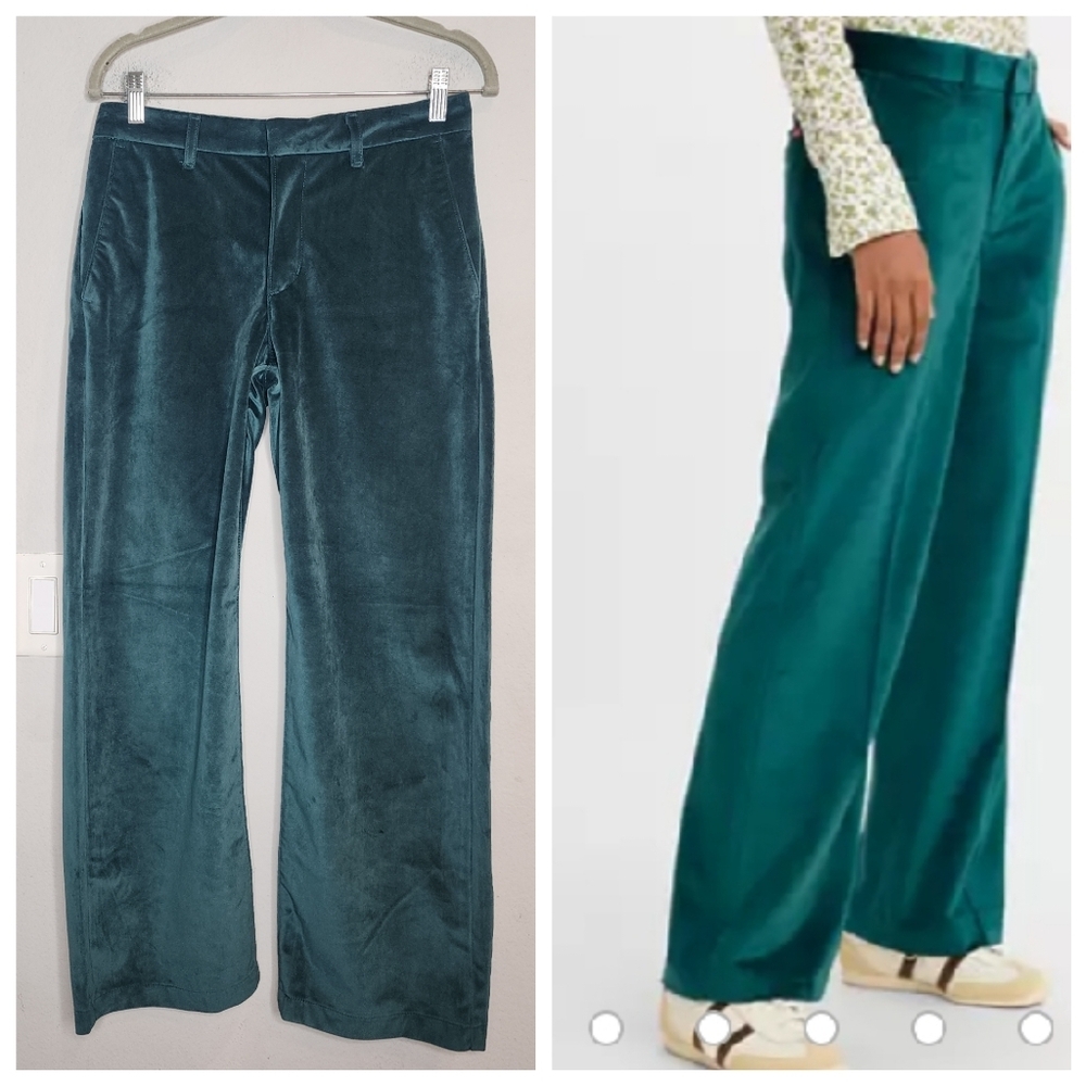 Levi's Velvet‎ Green Baggy Trousers Straight Wideleg Womens Size 26
